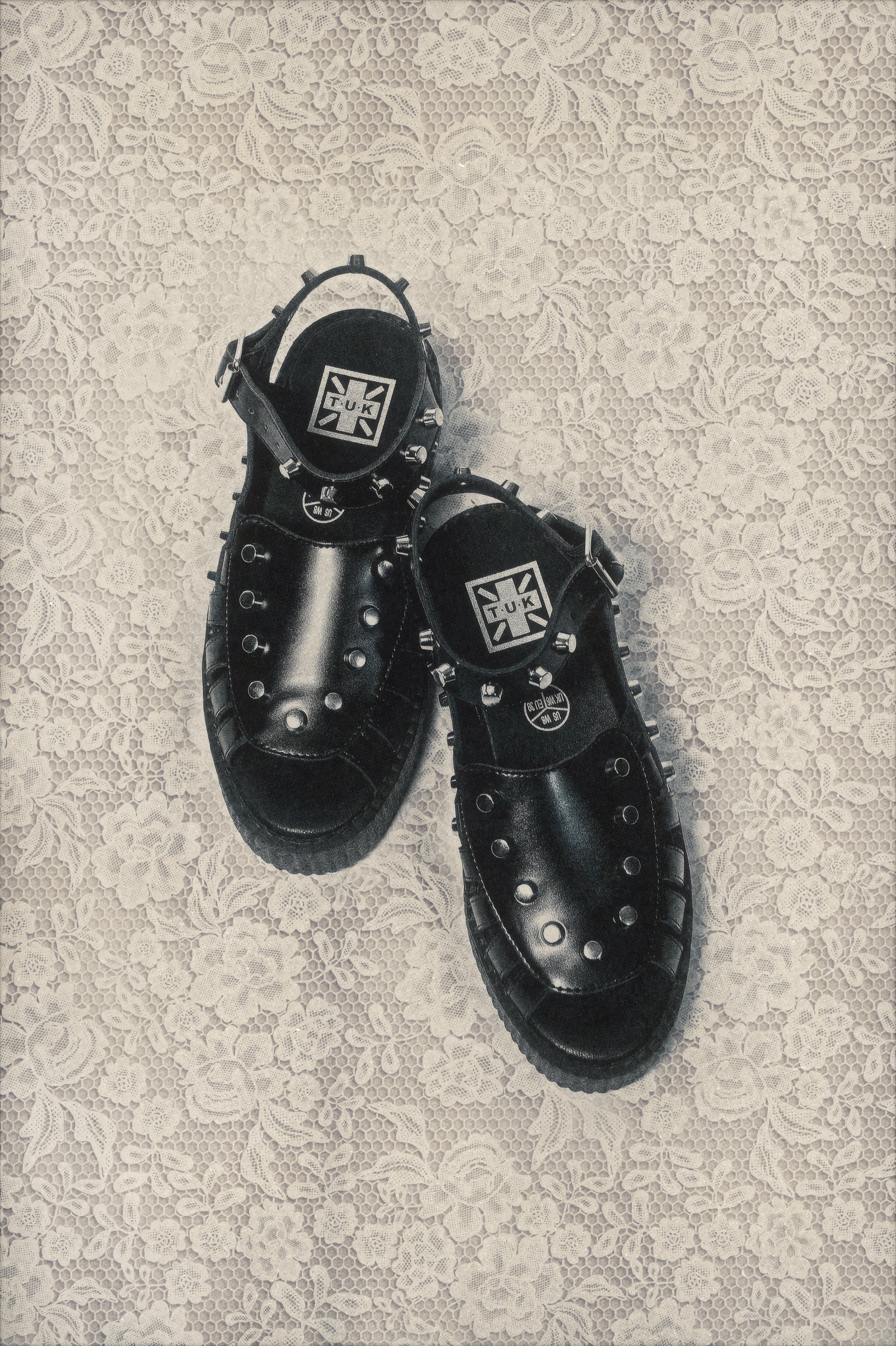 Black Leather Flat Studded Viva Mondo Sandal