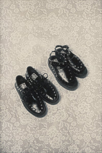 Black Leather Flat Studded Viva Mondo Sandal