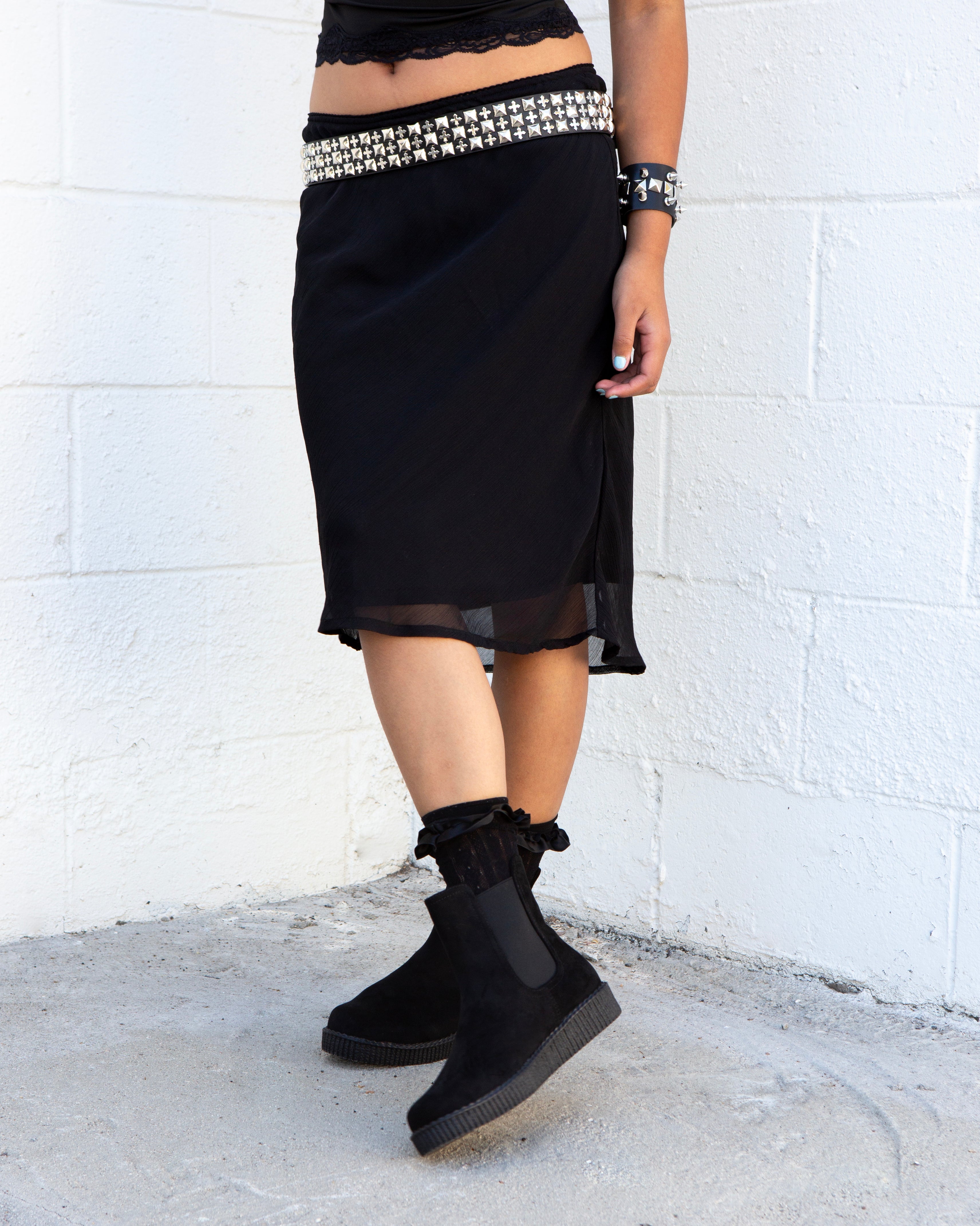 Black Faux Suede Viva Low Chelsea Boot