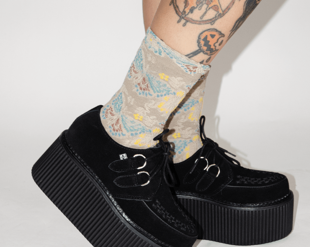 TSK1153 Beige Floral Sock TSK1153-OS