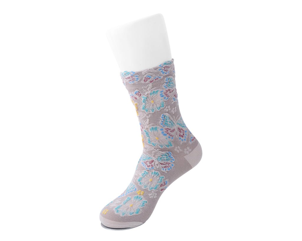 TSK1153 Beige Floral Sock TSK1153-OS