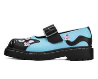 T2368 Black & Baby Blue Flower TUKskin Kitty Mary Jane