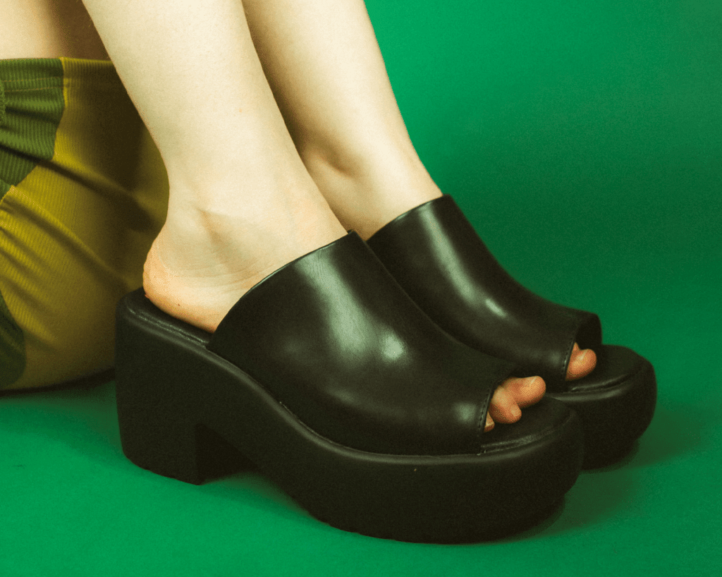 A9878L Black Bubble Mule Heel