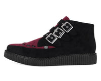 A3290 Black & Burgundy 3-Buckle Pointed Creeper Boot