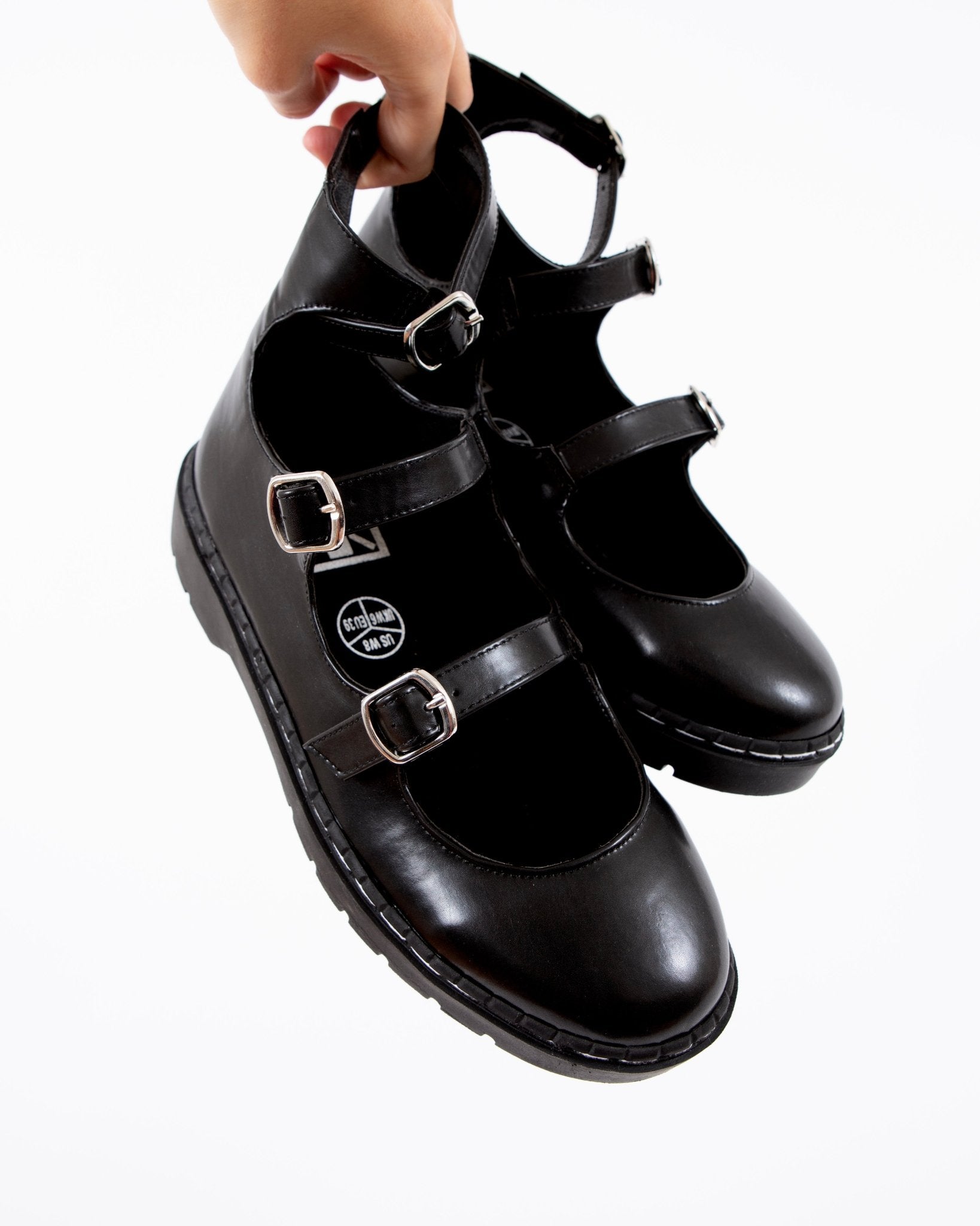 T2354 Black calf TUKskin 3 Strap Mary Jane