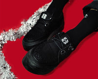 A3328 Black Canvas Interlace Platform Creeper Sneaker