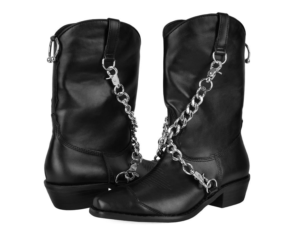A3220L Black Chain Western Boot