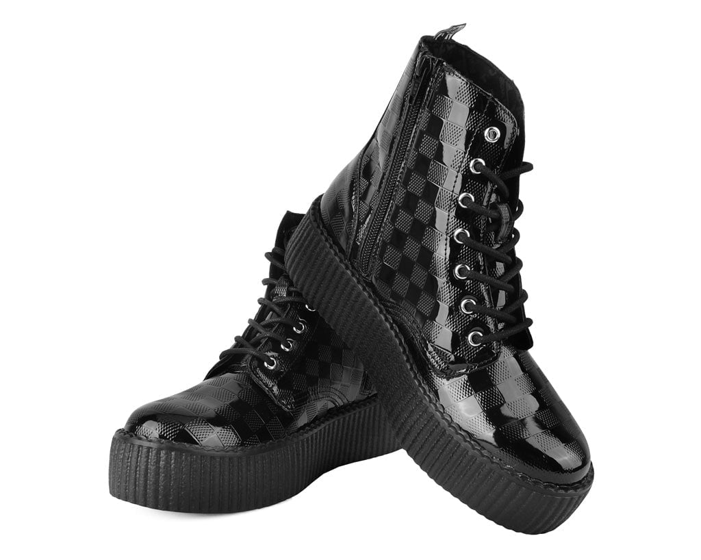 V3202 Black Checkered Patent Viva Mondo Boot