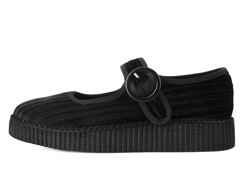 F3213L Black Corduroy Viva Low Mary Jane