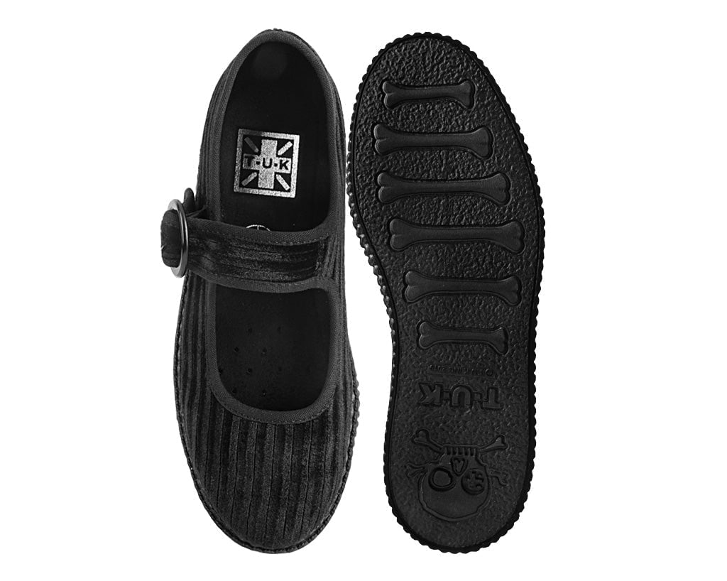 F3213L Black Corduroy Viva Low Mary Jane