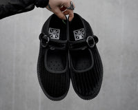 F3213L Black Corduroy Viva Low Mary Jane