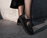 F3213L Black Corduroy Viva Low Mary Jane