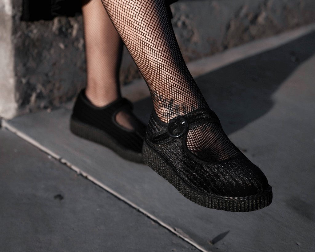 F3213L Black Corduroy Viva Low Mary Jane