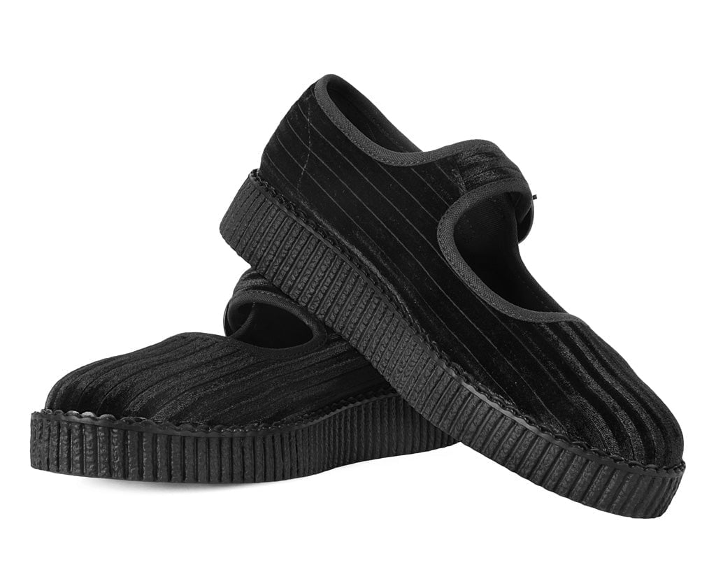 F3213L Black Corduroy Viva Low Mary Jane