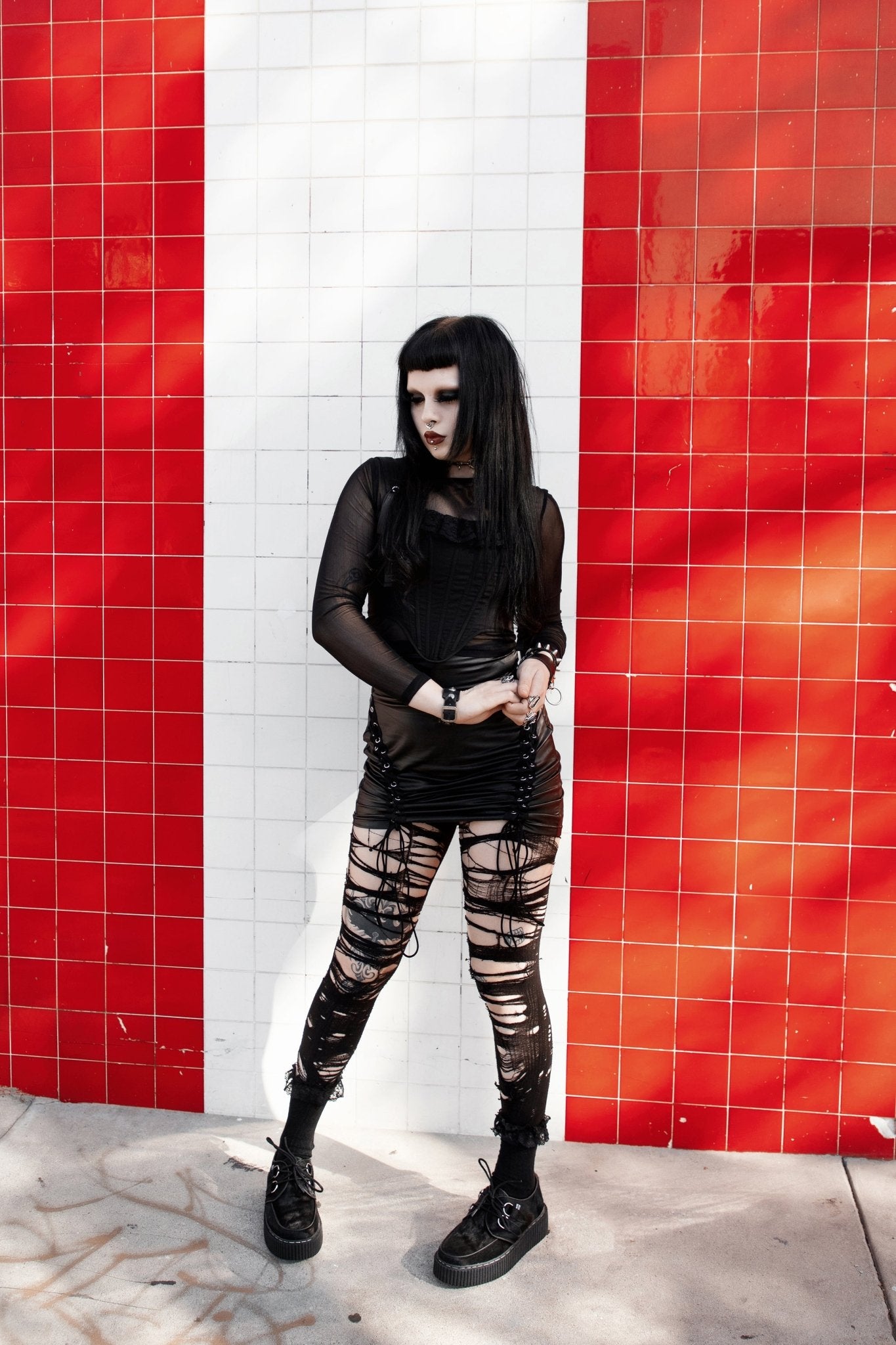 G3455 Black Cow Hair Vintage Creeper