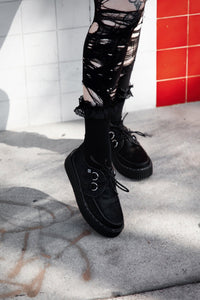 G3455 Black Cow Hair Vintage Creeper