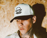 HT08 Black & Cream Skull Logo Hat HT08-OS