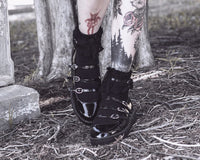 F3268L Black Crinkle Patent Multi-Strap Viva Low Mary Jane