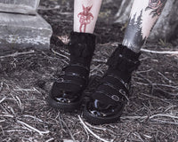 F3268L Black Crinkle Patent Multi-Strap Viva Low Mary Jane