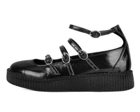 F3268L Black Crinkle Patent Multi-Strap Viva Low Mary Jane