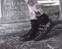 F3268L Black Crinkle Patent Multi-Strap Viva Low Mary Jane