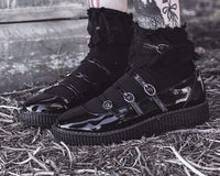 F3268L Black Crinkle Patent Multi-Strap Viva Low Mary Jane