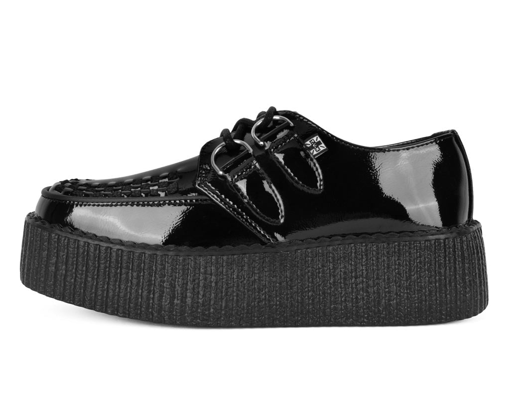 V3245 Black Crinkle Patent Viva Mondo Creeper