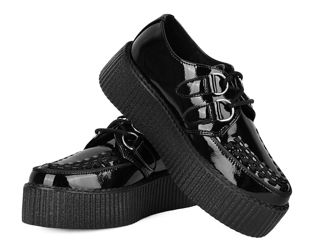 V3245 Black Crinkle Patent Viva Mondo Creeper