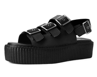 V3141L Black Faux Suede 3-Buckle Mondo Sandal