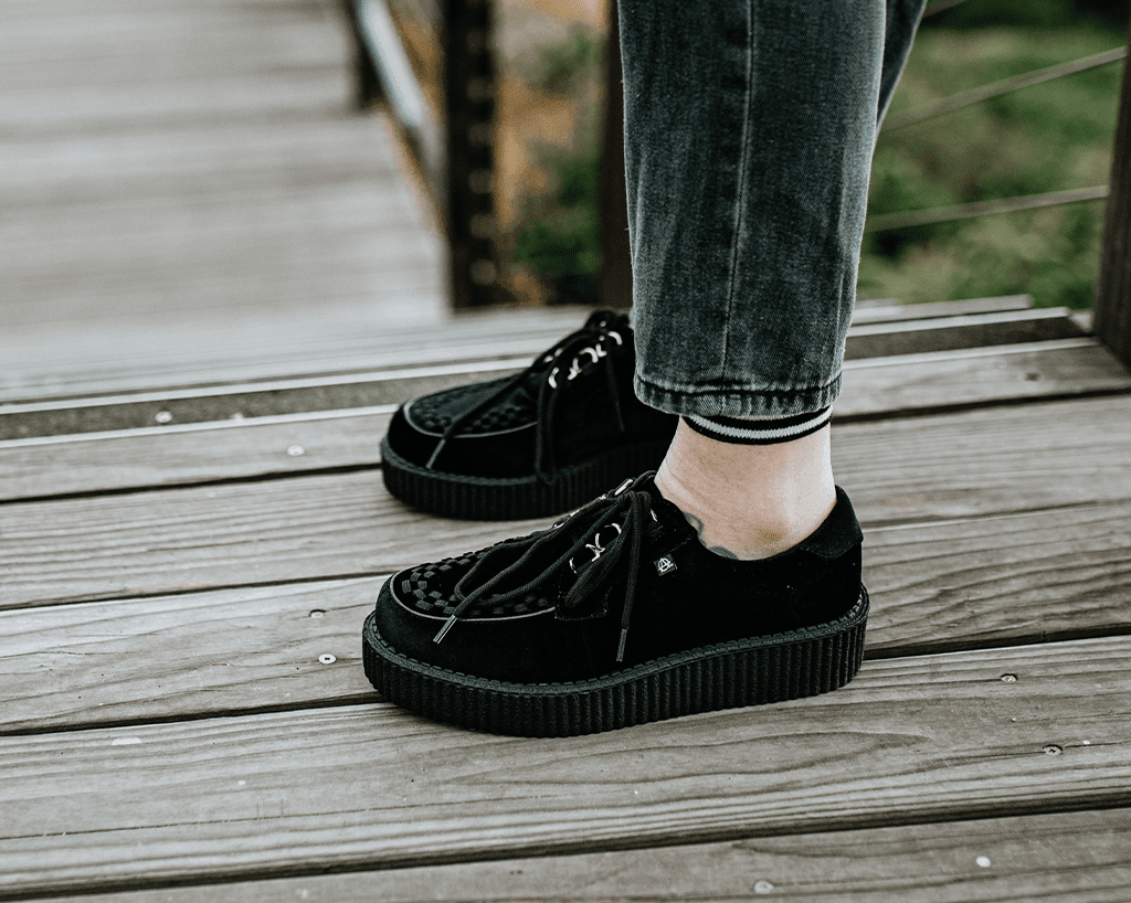 T2262 Black Faux Suede Anarchic Creeper