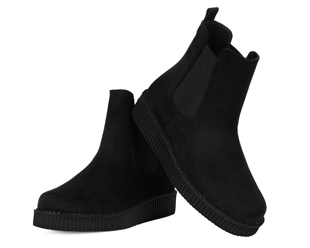 F3424L Black Faux Suede Viva Low Chelsea Boot