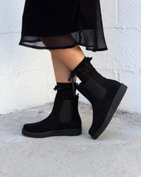 F3424L Black Faux Suede Viva Low Chelsea Boot