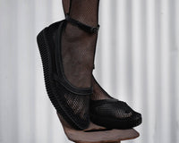 A3211L Black Fishnet Pointed Ballet Creeper
