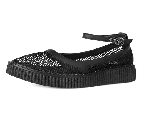 A3211L Black Fishnet Pointed Ballet Creeper