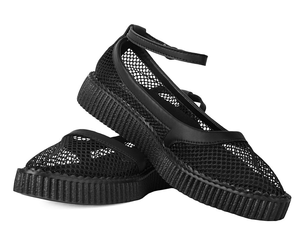 A3211L Black Fishnet Pointed Ballet Creeper