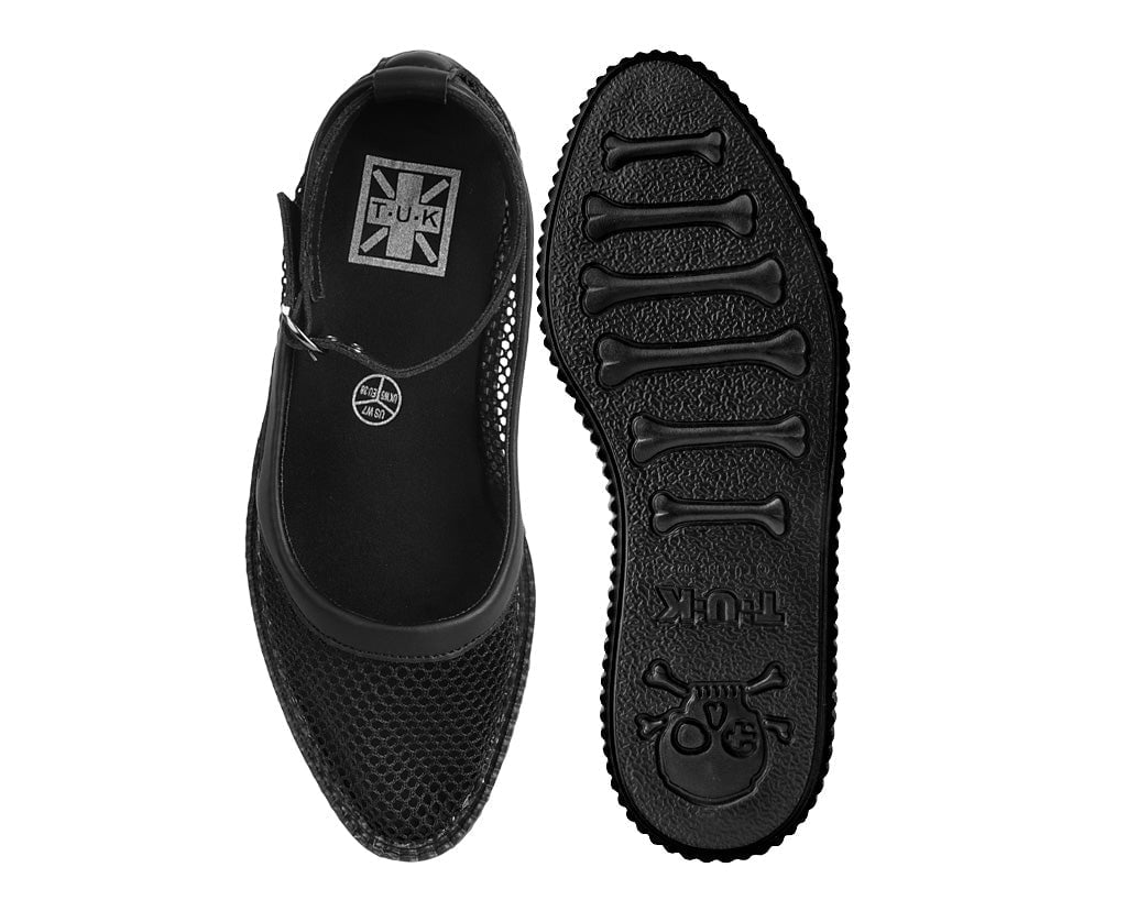 A3211L Black Fishnet Pointed Ballet Creeper