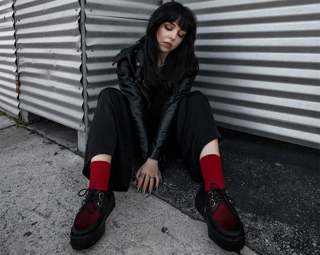 Black Fishnet Viva Mondo Creeper - T.U.K.V3272-03