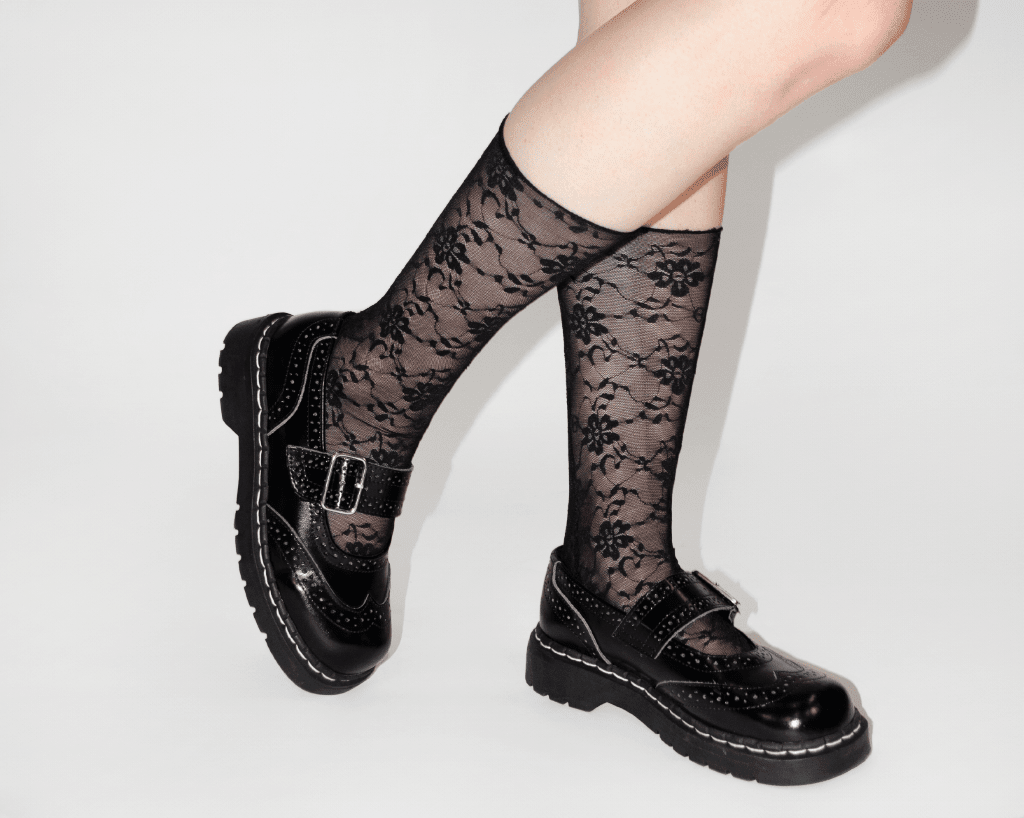 TSK1167 Black Floral Mesh Sock TSK1167-OS
