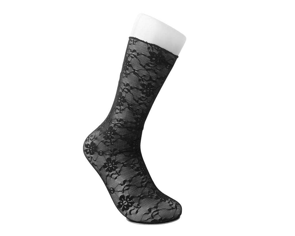 TSK1167 Black Floral Mesh Sock TSK1167-OS