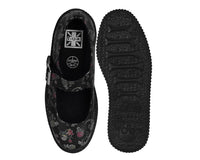F3422L Black Floral Viva Low Mary Jane