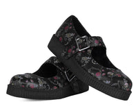 F3422L Black Floral Viva Low Mary Jane F3422L-05