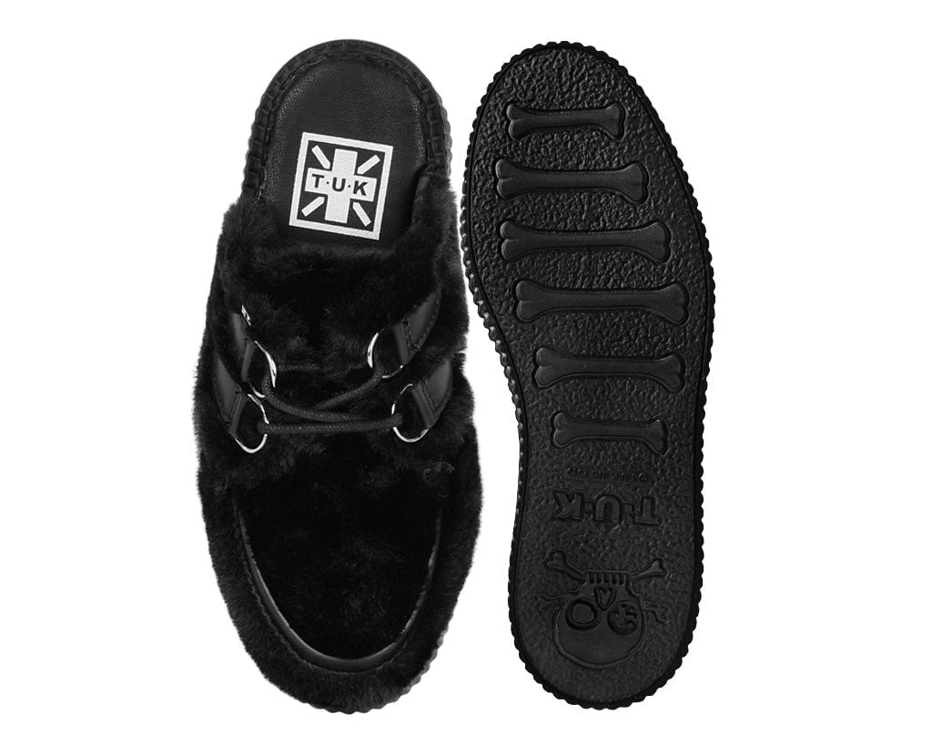 V3326L Black Fuzzy Creeper Mule