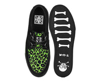 A3399 Black & Green Leopard Suede Creeper Sneaker