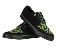 A3399 Black & Green Leopard Suede Creeper Sneaker