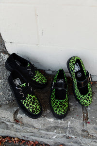 V3412 Black & Green Leopard Suede Mondo Creeper
