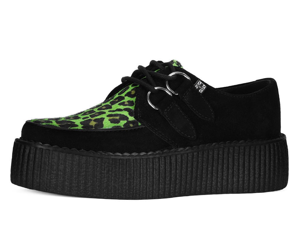 Black & Green Leopard Suede Mondo Creeper - T.U.K.V3412-03