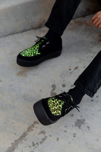V3412 Black & Green Leopard Suede Mondo Creeper