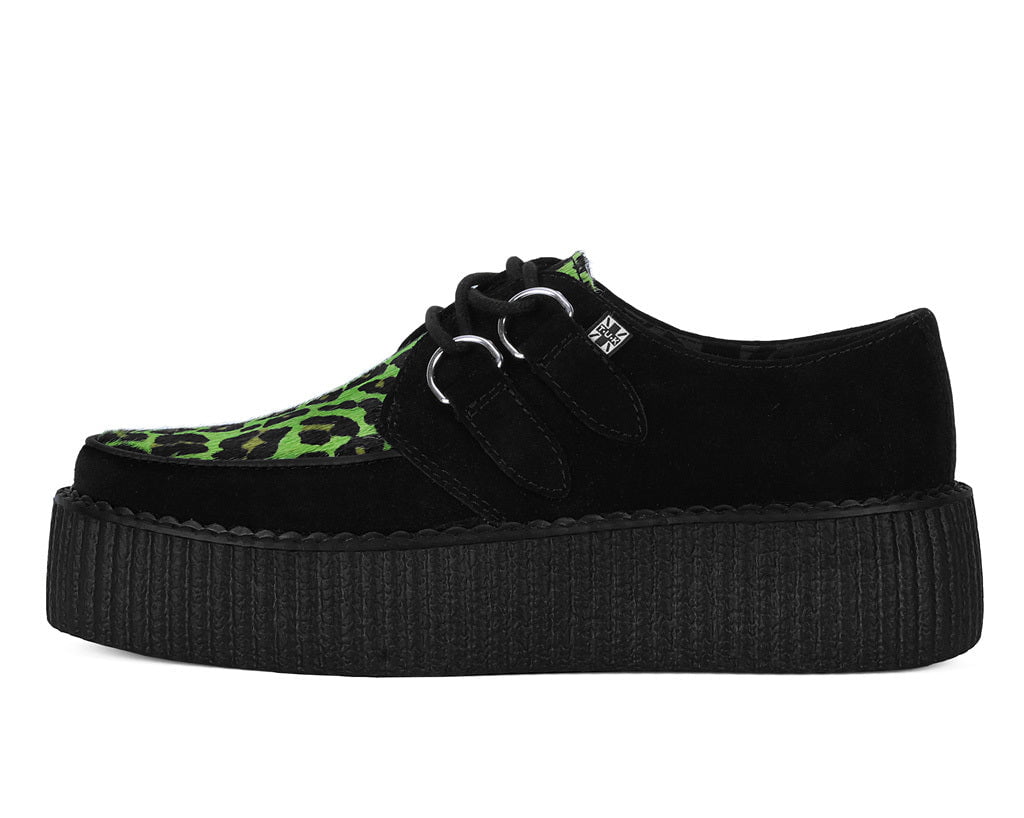 V3412 Black & Green Leopard Suede Mondo Creeper V3412-03