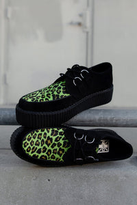 V3412 Black & Green Leopard Suede Mondo Creeper