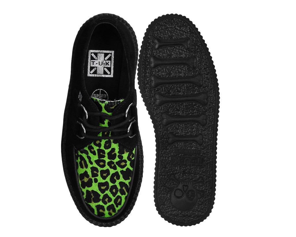 Black & Green Leopard Suede Mondo Creeper - T.U.K.V3412-03